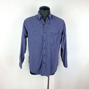 Eddie Bauer Mens Blue Plaid Cotton Shirt Button Down Long Sleeve Classic Small